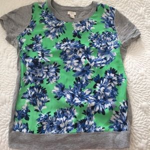 J. Crew Woven Panel Heathered Sweater